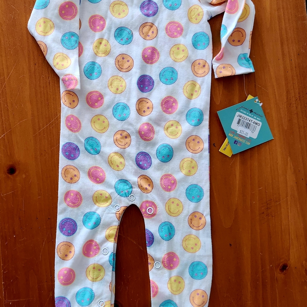 NWT Jane Marie 6m Colorful Smiley Face Kids Footie